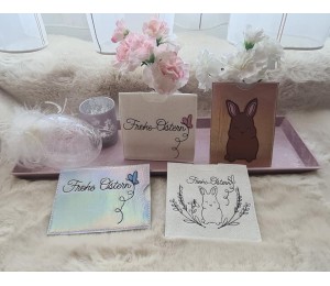 Stickdatei - Frohe Ostern Hase im Kranz inkl. Einzeldateien